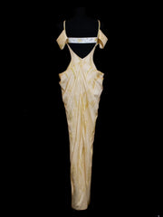 Chic Sheath Spaghetti Strap Yellow Long Prom Formal Fancy Evening Dresses Dinner Outfits Classy Party Gowns AS619