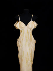 Chic Sheath Spaghetti Strap Yellow Long Prom Formal Fancy Evening Dresses Dinner Outfits Classy Party Gowns AS619