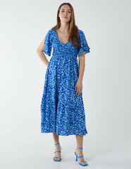 Floral Midi Dress With Angel Sleeve