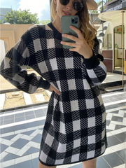 Smaibulun | KAITLYN Plaid Knit Dress - Black