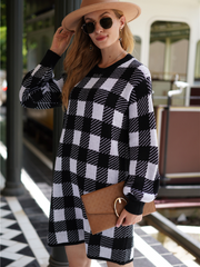 Smaibulun | KAITLYN Plaid Knit Dress - Black