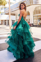 Colette CL2006 Glitter Flounce Formal Prom Long Ball Gown