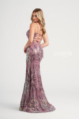 Colette CL5195 Fitted Formal Sequin Long Prom Dress