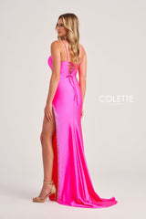 Colette CL5200 Fitted Long Formal Stone Accents Prom Dress