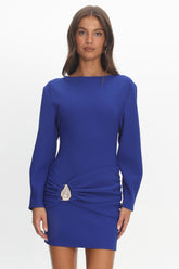 Briona Long Sleeve Buckle Mini Dress Cobalt