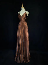 Trendy Prom Dresses Inspiration Mermaid Spaghetti Strap Chocolate Gala Satin Backless With Cape Formal Gowns N3189
