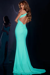 Jovani D5027 Long Fitted Ruched Formal Prom Dress