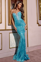 Jovani D5080 Sequin Long Formal Prom Dress
