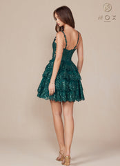 Nox Anabel E914 Homecoming A Line Glitter Applique Short Cocktail Dress