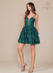 Nox Anabel E914 Homecoming A Line Glitter Applique Short Cocktail Dress