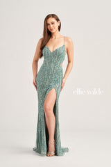 Ellie Wilde EW35023 Long Formal Fitted Evening Prom Dress