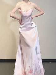 Elegant Prom Dresses Mermaid Sweetheart Pink Satin Sleeveless Long Formal Evening Dress N3958