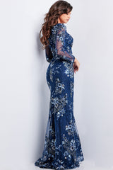 Jovani 36399 Long Sleeve Formal Mermaid Evening Dress