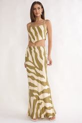 Blythe Maxi Skirt Zebra Khaki