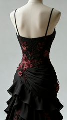 Sparkly Mermaid Spaghetti Strap Black Long Prom Dresses Sexy Formal Gowns N826