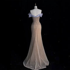 Modest Prom Dresses Aesthetic Mermaid Off The Shoulder Champagne Inspiration With Short Sleeves Long Party Formal Gown AB2334