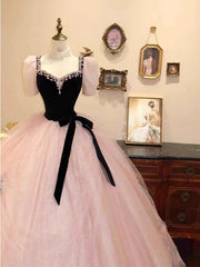 Princess Ball Gown Sweetheart With Short Sleeves Pink Tulle Bodice Prom Dresses Inspiration Long Party Gowns 20th Birthday Outfits AB2267