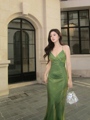 Modest Mermaid Halter Green Prom Dresses Wedding Guest Gown 18th Nigh Party Birthday Outfits AB2422