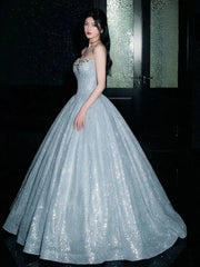 Sparkly Ball Gown 2026 Strapless Blue Sequins Prom Dresses Inspiration Long Party Night Evening Gowns 19th Birthday Outfits AB2265