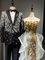 Sparkly Mermaid Sweetheart Gold Sequins Prom Dresses Inspiration Long Party Night Gowns 19th Birthday Outfits AB2260