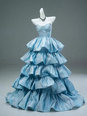 Princess Ball Gown Sweetheart Blue Tiered Bodice Prom Dresses Inspiration Long Party Night Gowns 20th Birthday Outfits AB2250
