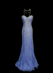Classy Formal Mermaid Sweetheart Blue Sequins With Beads Style Impress Long 2026 Prom Dresses Party Gowns OB027