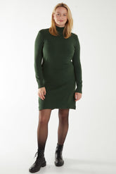Roll Neck Ribbed Jumper Dresss