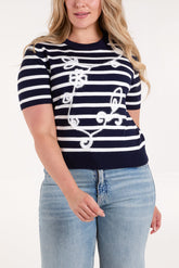 Embroidered Stripe Top