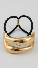 Elegant Gold Toned Double Half Loop Hair Tie - Gold