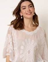Sun Flower Lace Sleeve Blouse