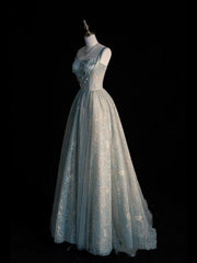 Beautiful A line Sage Green Long Tulle Prom Dress AB1836