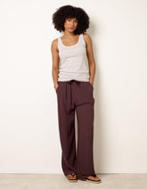 Linen-Blend Drawstring Trousers