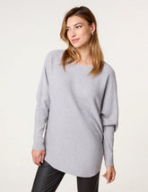 Long Sleeve Diamante Detailed Batwing Jumper