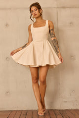 Crimson Whirl Woven Mini Dress - Ivory
