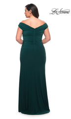 La Femme Long Plus-Size Off-Shoulder Prom Dress