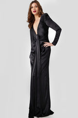 Jovani 23180 Long Ruched High Slit Formal Dress