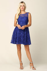 Homecoming Short Sleeveless Lace Cocktail Dress