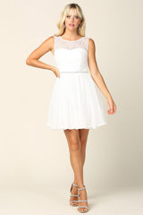 Homecoming Short Sleeveless Lace Cocktail Dress
