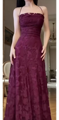 Spaghetti Strap Sheath Wedding Guest Dresses, Lace Rust Red Prom Formal Dresses AB1845