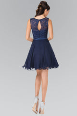 Lace Bodice A Line Short Graduation Dress