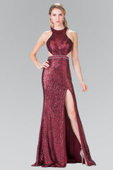 Prom Formal Sequins Long Dress with Side Slit