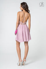 Prom Short V-Neck Spaghetti Strap Glitter Cocktail Dress