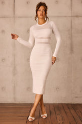 Risk Taker Knit Midi Dress - White