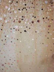 Romantic Mermaid Spaghetti Strap Gold Sequin With Slit Formal Dress Long Prom Dresses N2850