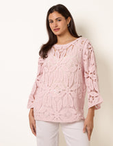 Flower Crochet Long Sleeve Top