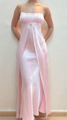 Vintage 90s A Line Spaghetti Straps Pink For High Schools Teens Prom Dresses Long Graduation Dress N1657