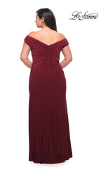 La Femme Long Plus-Size Off-Shoulder Prom Dress