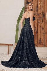 Nox Anabel A1241 Long Spaghetti Strap Sequin Prom Dress