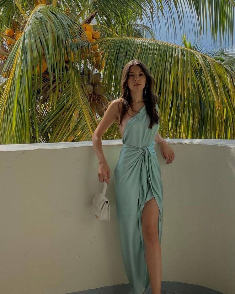 Simple Satin Mermaid One Shoulder Green Slit Long Evening Prom Dresses Prom Dress AB1857