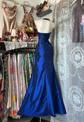 Royal Blue Mermaid Long Prom Dress Beaded Vintage Evening Dress AB1822